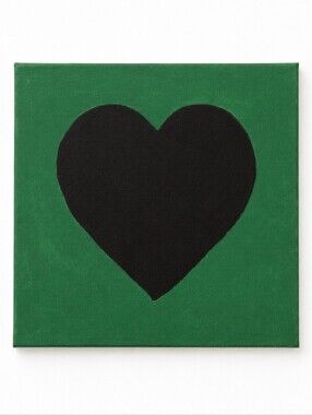 Black Heart Acrylic Painting On Canvas Wall Decor Signed 10x10"